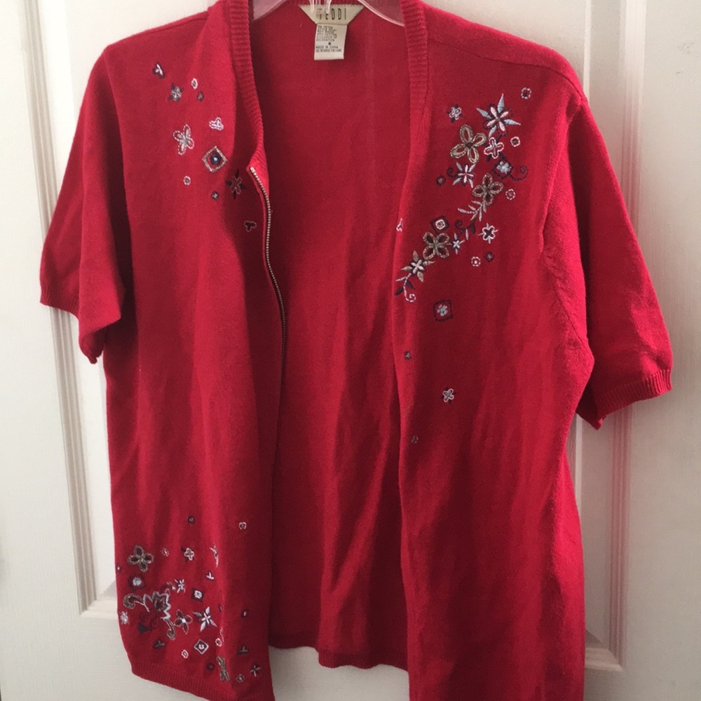 FINAL MARKDOWN Ladies teddi short sleeved zip front sweater sml